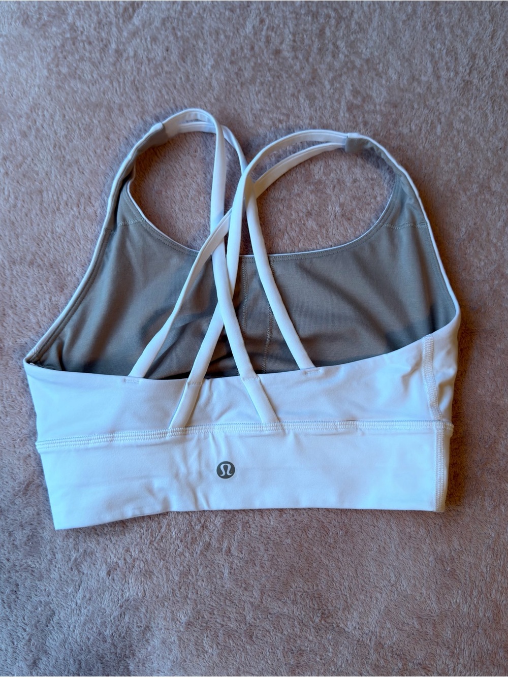 lululemon athletica White and Gray Strappy Cross-Back Sports Bra